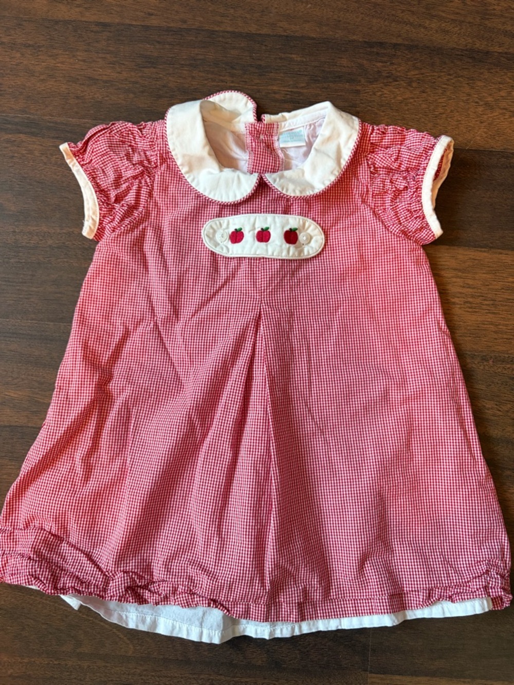 Edgehill Collection Red and White Gingham Dress with Apple Appliqué